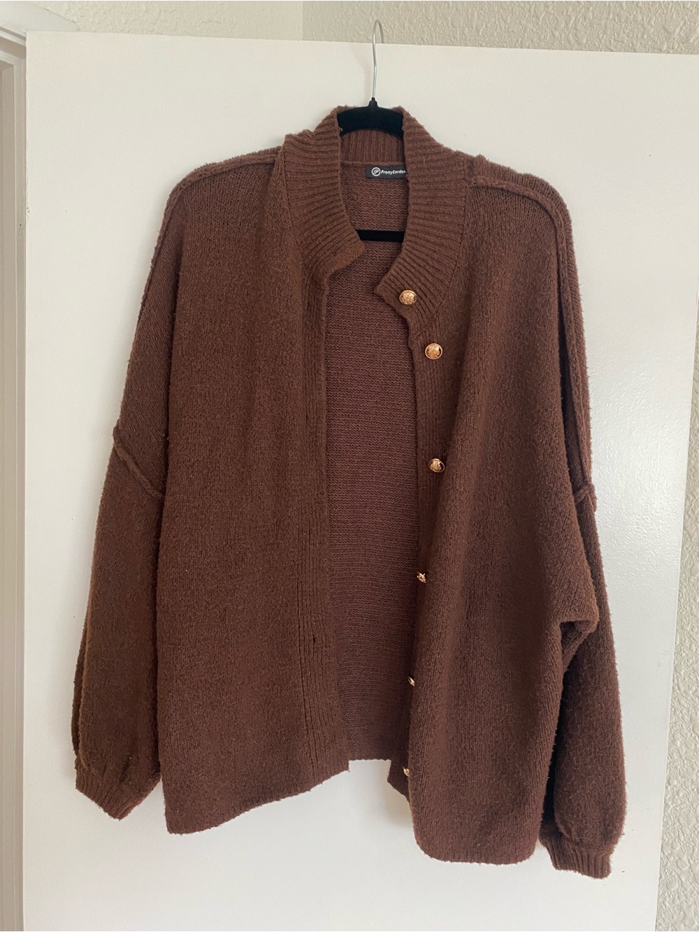 Chocolate Brown Wool Blend Cardigan